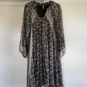 Free people flowy long sleeve dress.